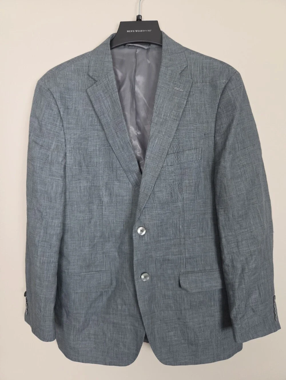 Lauren Ralph Lauren 100% Linen Glen Check Blazer Mens 40R Gray Sport Coat Jacket